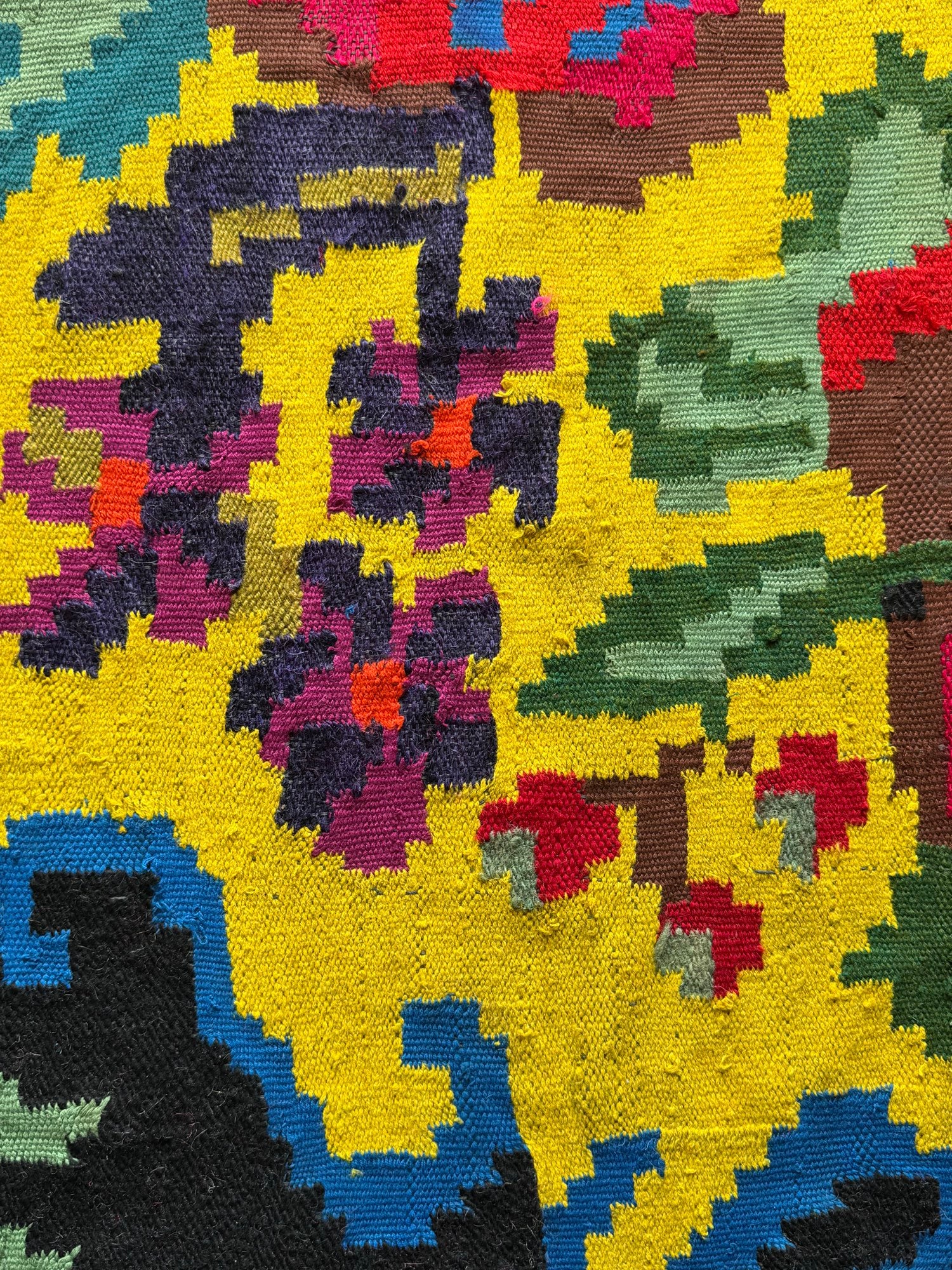 Vintage Yellow Floral Maramureș Wool Rug, 185x170 cm, view 7