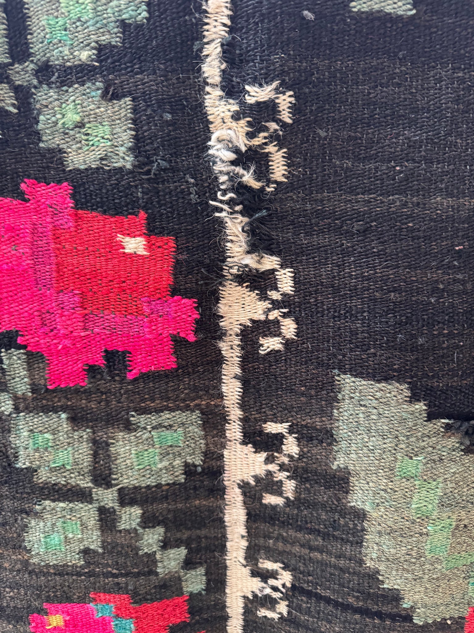 Vintage Black Floral Maramureș Wool Rug, 210x140 cm, view 11