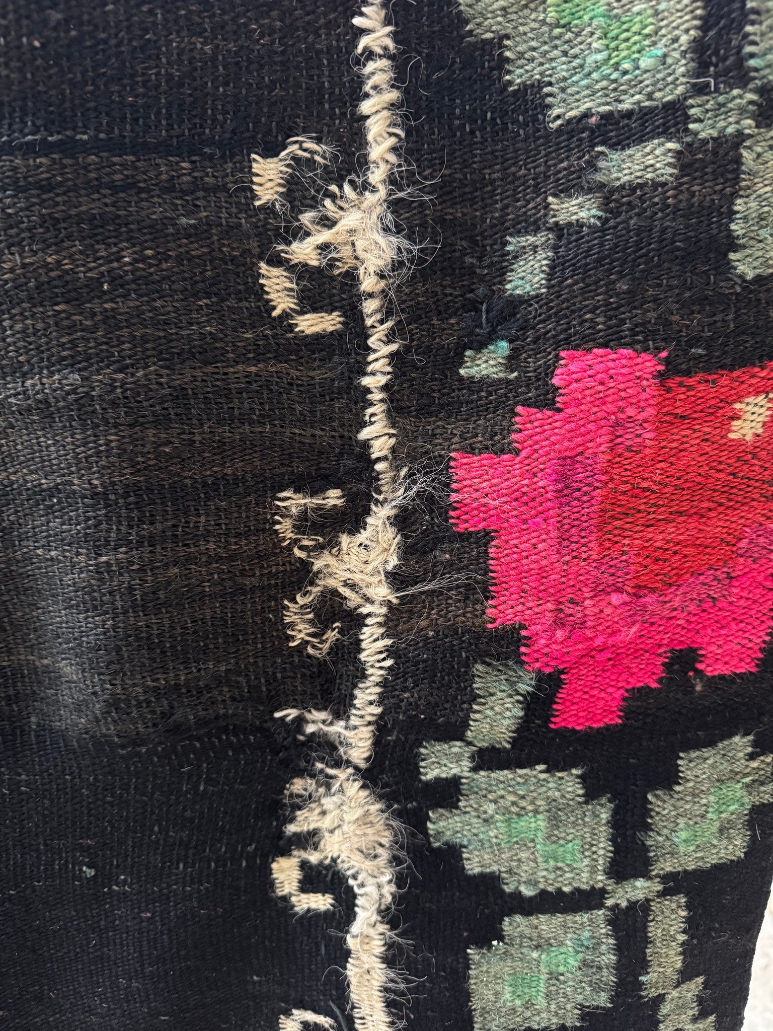 Vintage Black Floral Maramureș Wool Rug, 210x140 cm, view 12