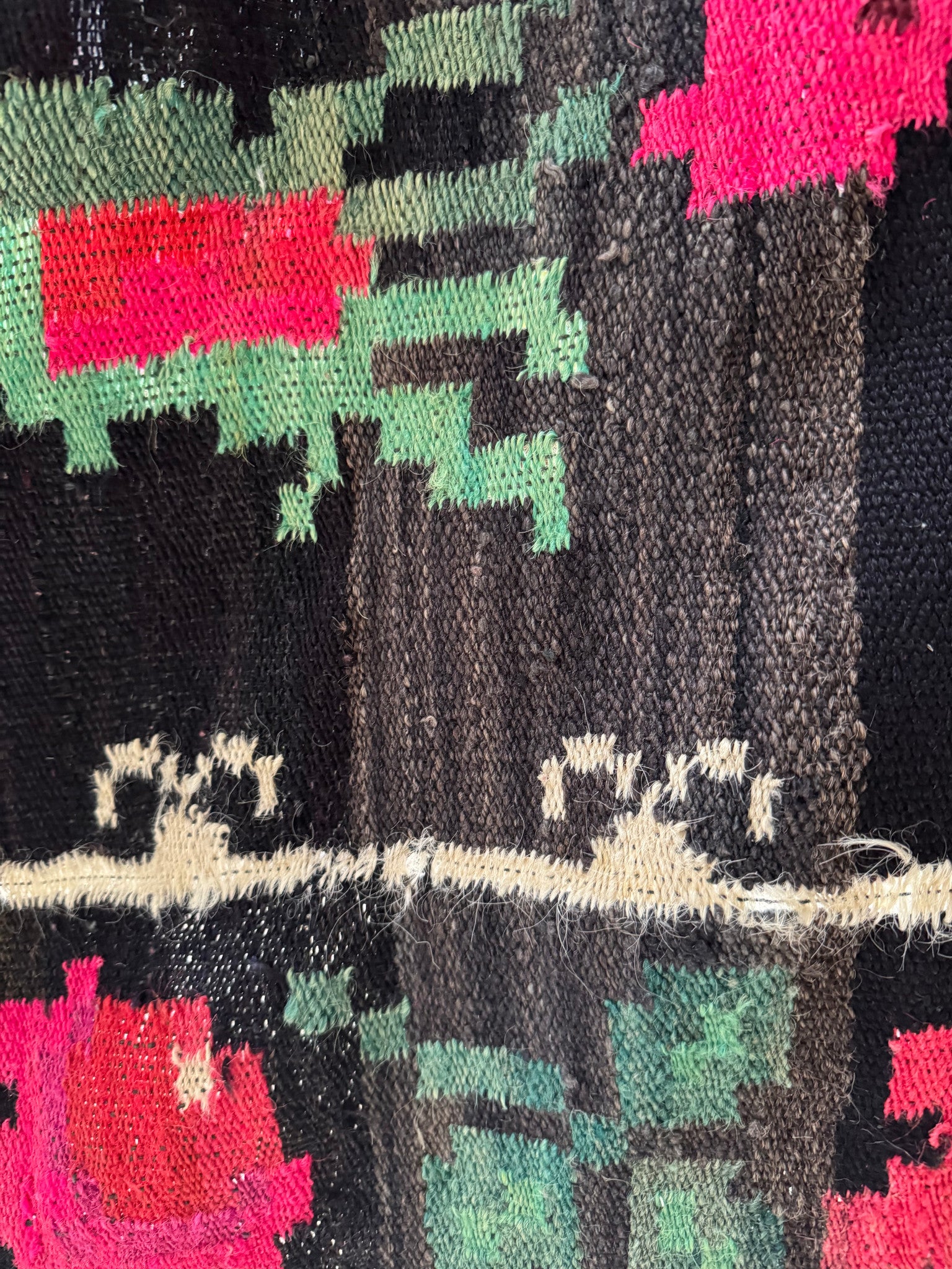 Vintage Black Floral Maramureș Wool Rug, 210x140 cm, view 9
