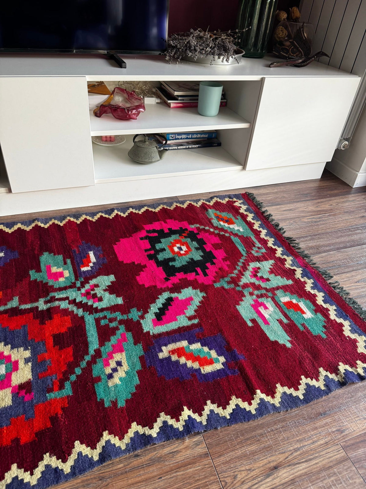 Vintage Floral Maramureș Wool Runner Rug, 193x92 cm, view 12