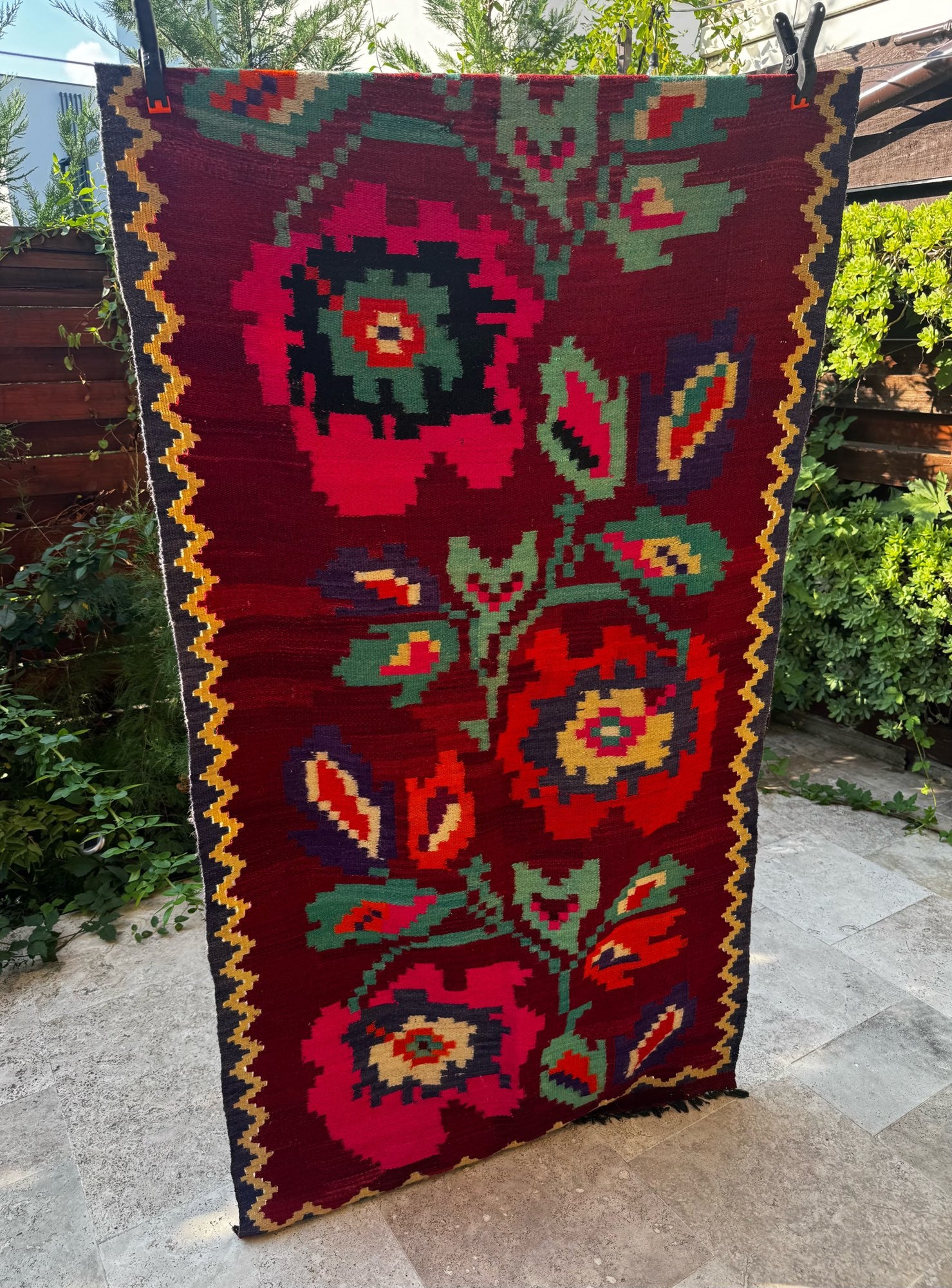 Vintage Floral Maramureș Wool Runner Rug, 193x92 cm, view 2