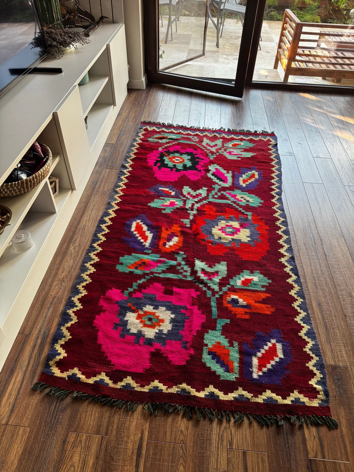 Vintage Floral Maramureș Wool Runner Rug, 193x92 cm, view 3