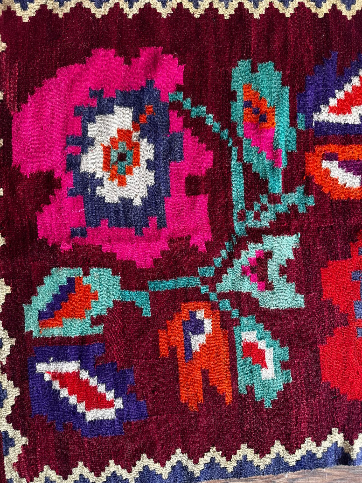 Vintage Floral Maramureș Wool Runner Rug, 193x92 cm, view 6