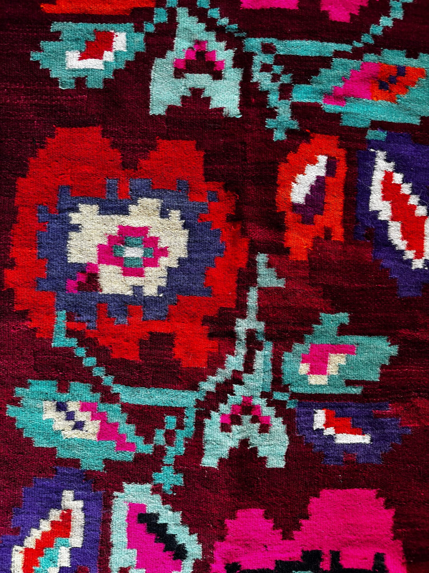 Vintage Floral Maramureș Wool Runner Rug, 193x92 cm, view 7