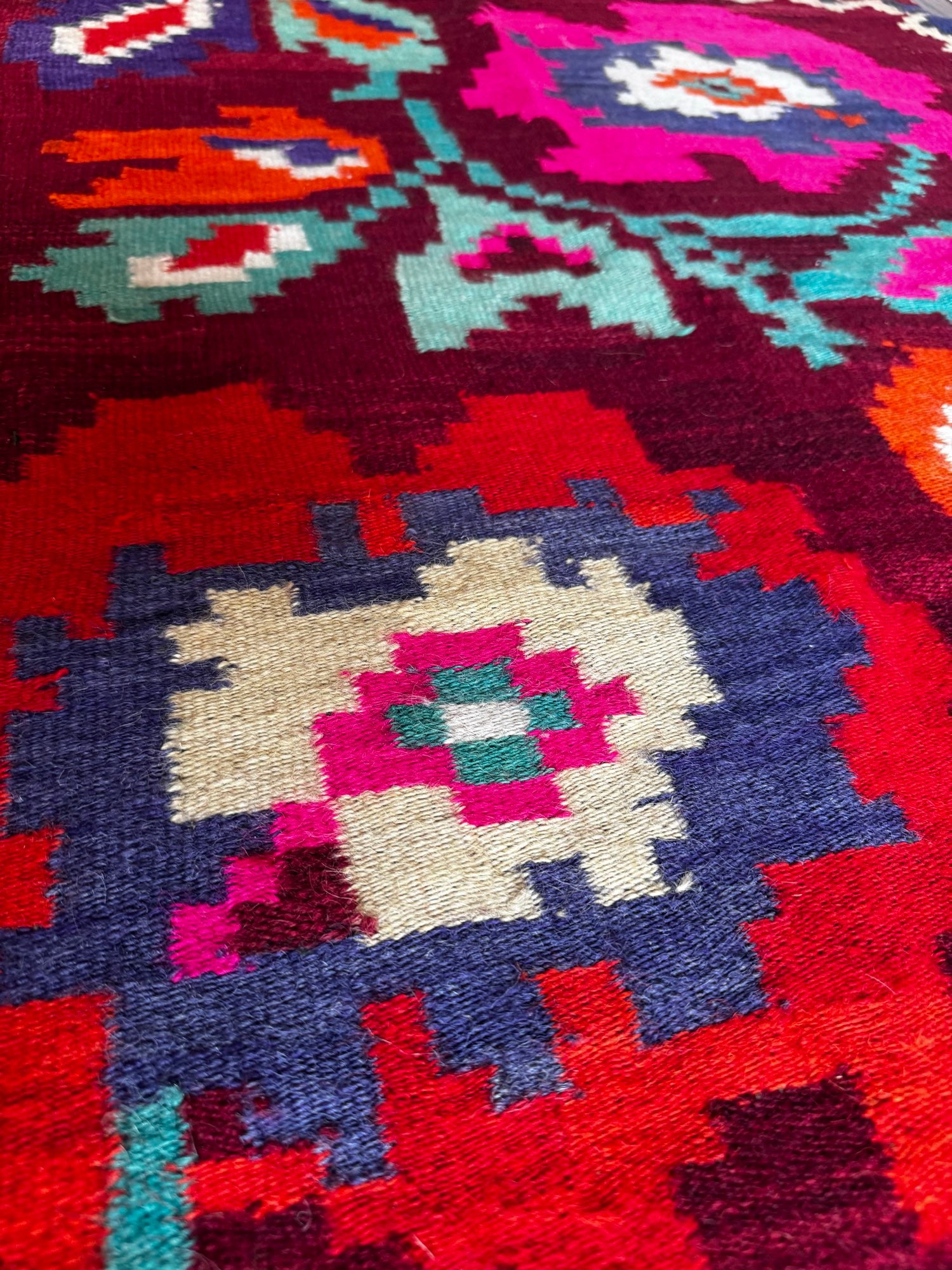Vintage Floral Maramureș Wool Runner Rug, 193x92 cm, view 8