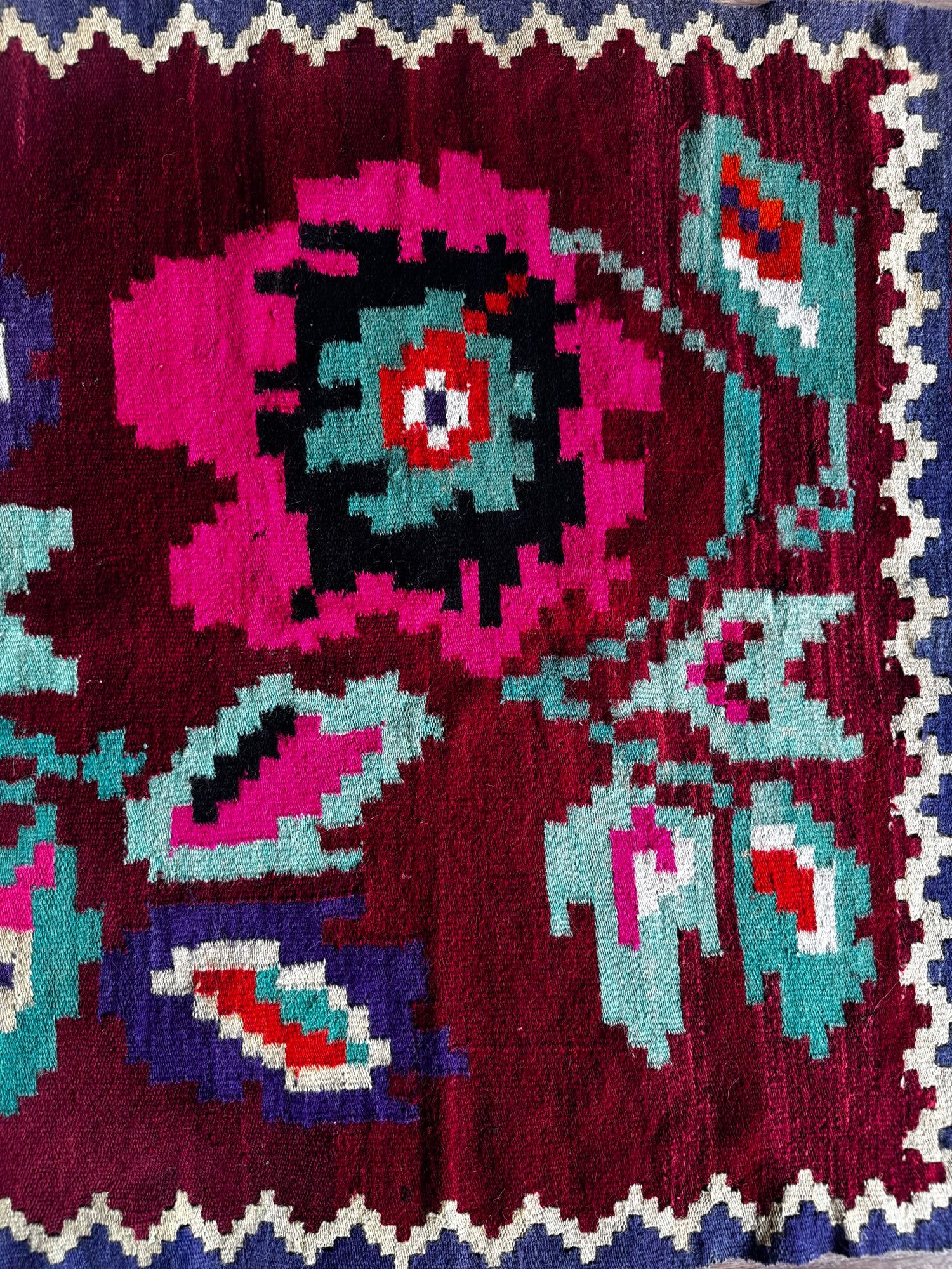 Vintage Floral Maramureș Wool Runner Rug, 193x92 cm, view 9