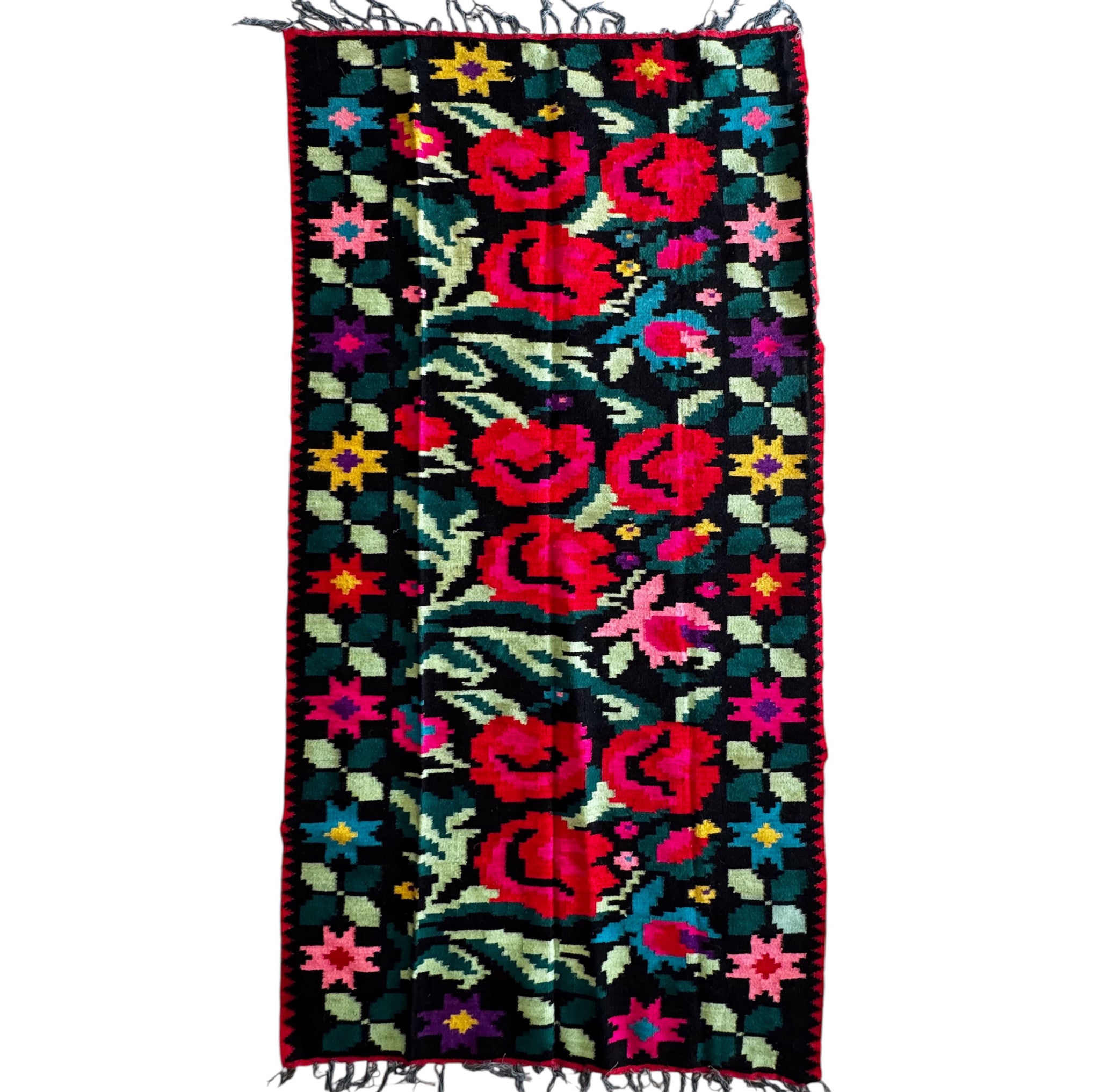 Vintage Floral Moldavian Wool Rug, 230x110 cm