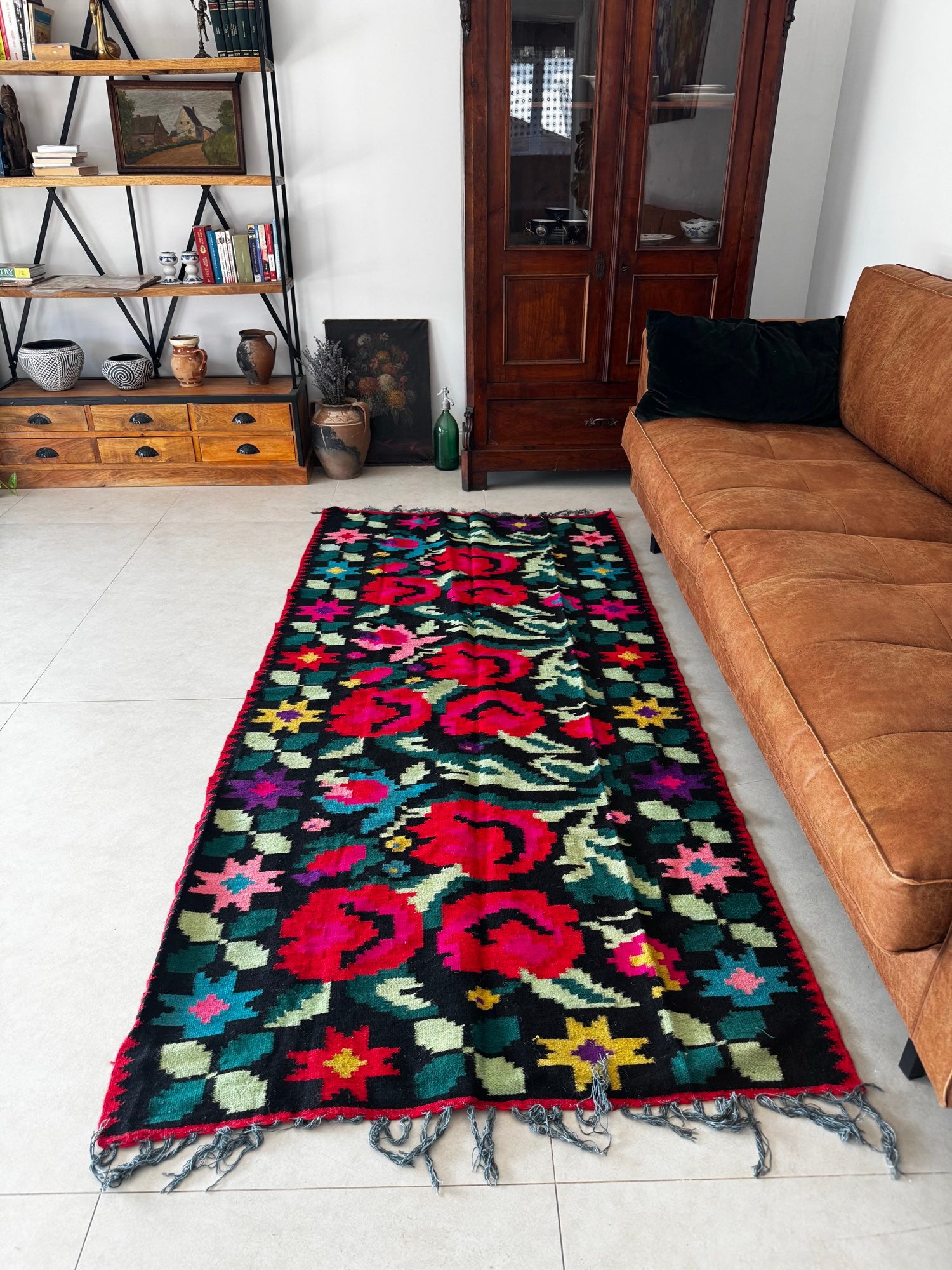 Vintage Floral Moldavian Wool Rug, 230x110 cm, view 14
