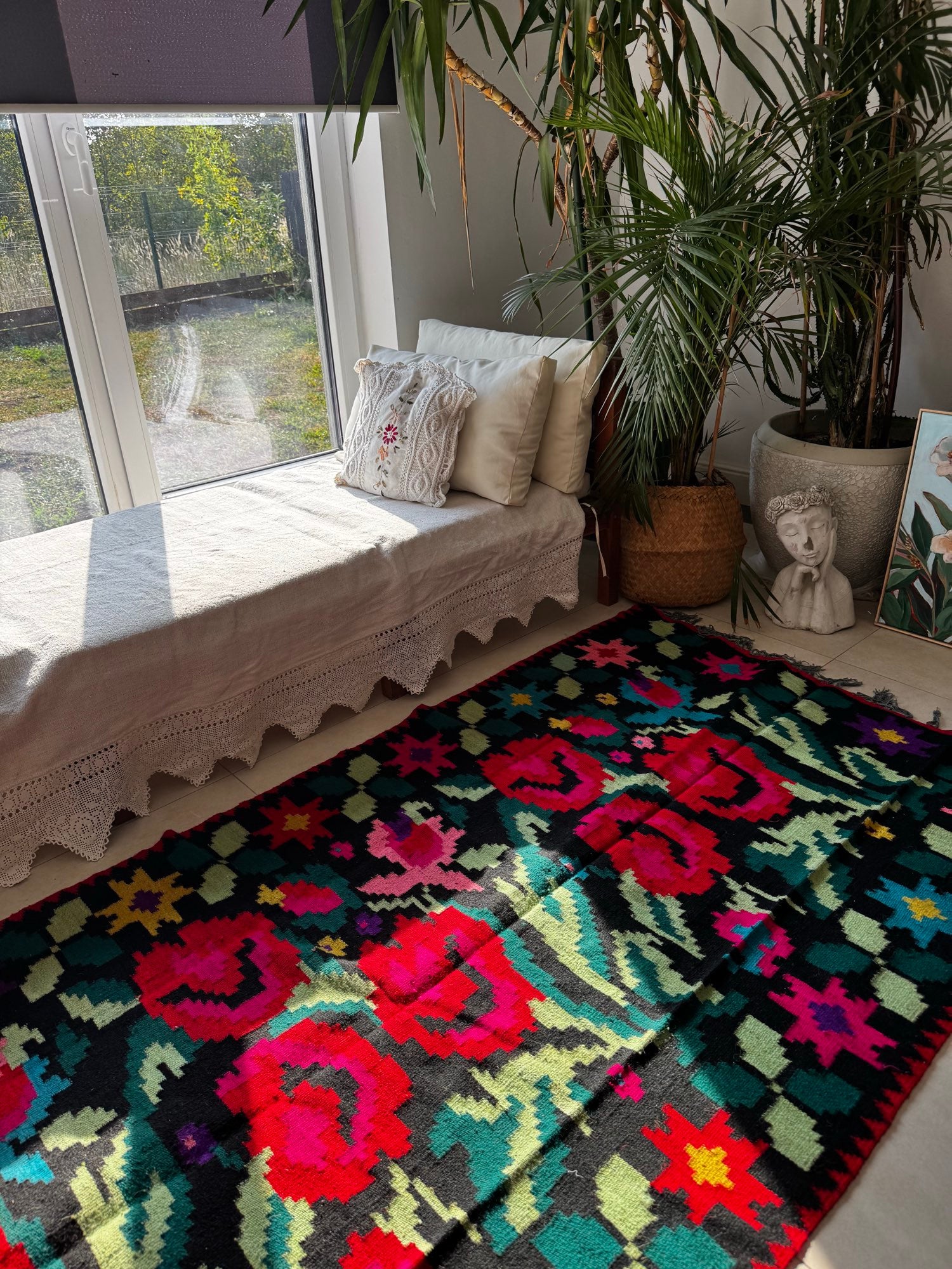 Vintage Floral Moldavian Wool Rug, 230x110 cm, view 3