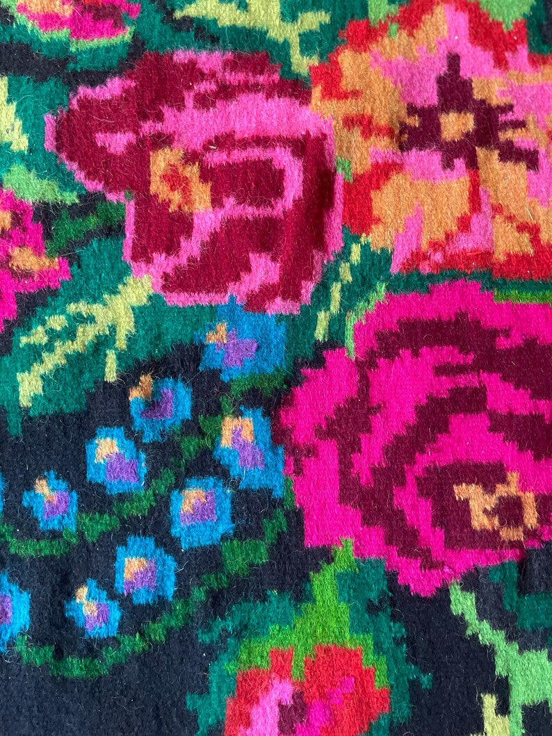Vintage Black Floral Moldavian Wool Rug, 290x132 cm, view 10
