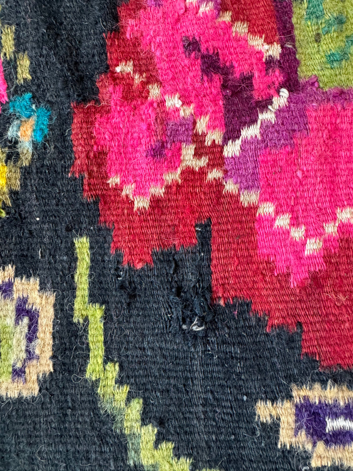 Vintage Moldavian Wool Rug with Peacock, 360x147 cm, view 11