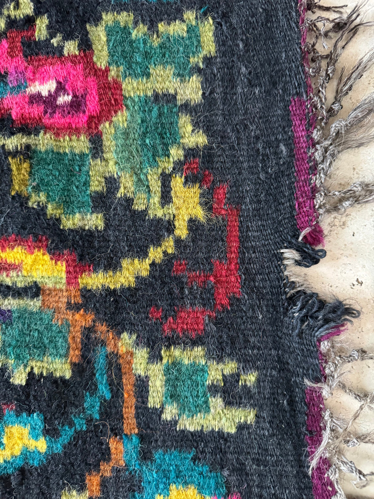 Vintage Moldavian Wool Rug with Peacock, 360x147 cm, view 9