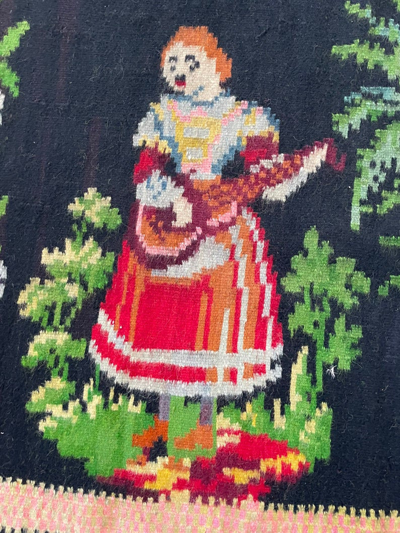 Vintage Black Muntenian Wool Rug, 317x191 cm, view 10