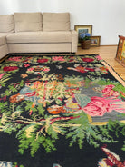 Vintage Black Muntenian Wool Rug, 317x191 cm, view 2
