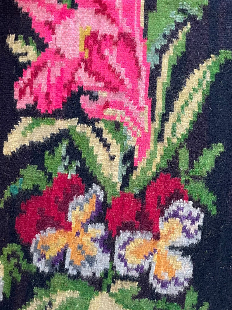 Vintage Black Muntenian Wool Rug, 317x191 cm, view 6