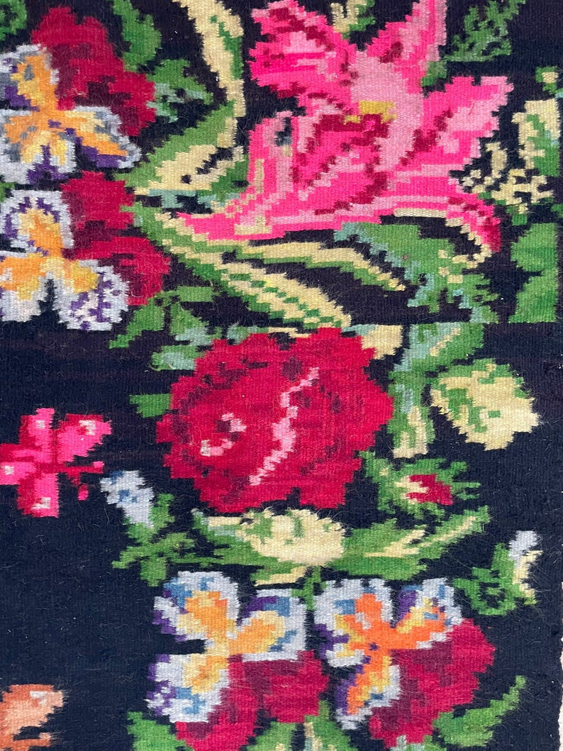 Vintage Black Muntenian Wool Rug, 317x191 cm, view 8