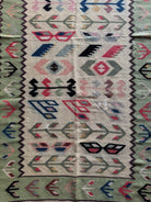 Vintage Geometric Oltenian Wool Kilim Rug, 190x100 cm, view 6