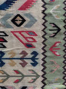 Vintage Geometric Oltenian Wool Kilim Rug, 190x100 cm, view 9