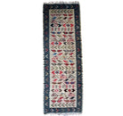 Vintage White Geometric Oltenian Kilim Runner, 295x90 cm