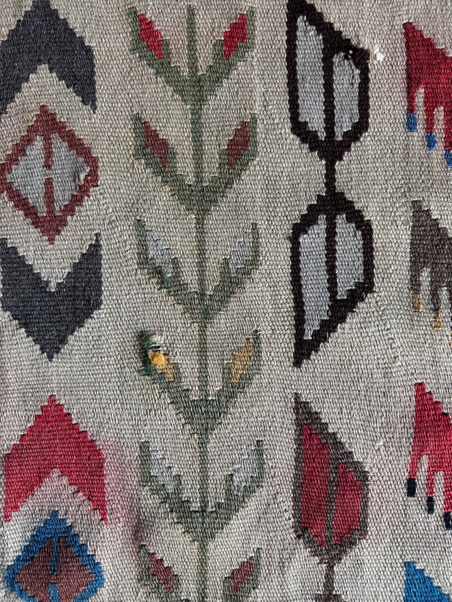 Vintage White Geometric Oltenian Kilim Runner, 295x90 cm, view 10