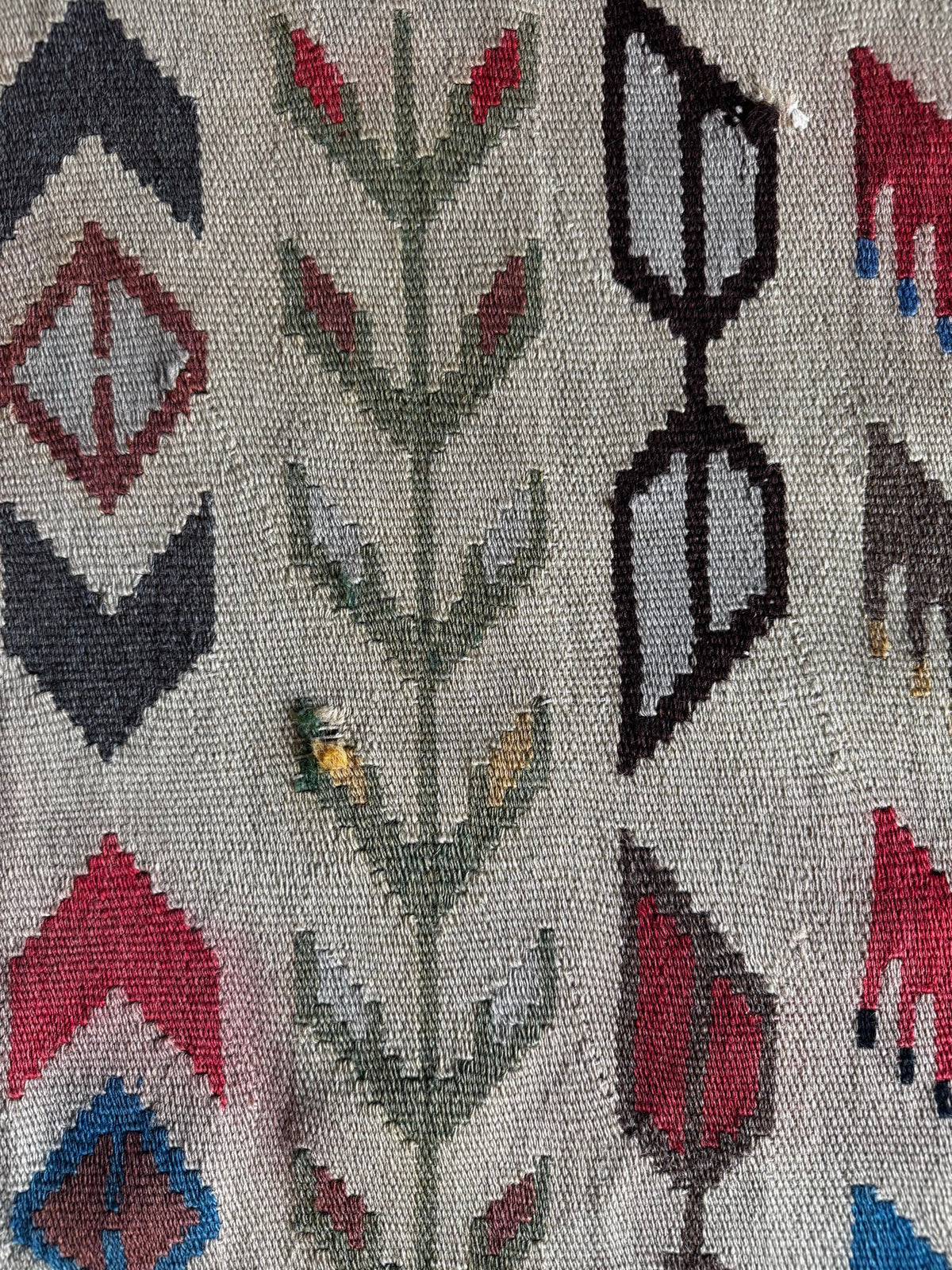 Vintage White Geometric Oltenian Kilim Runner, 295x90 cm, view 10