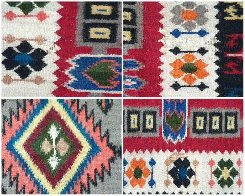 Vintage Red Floral Oltenian Wool Kilim Rug, 283x173 cm, view 4