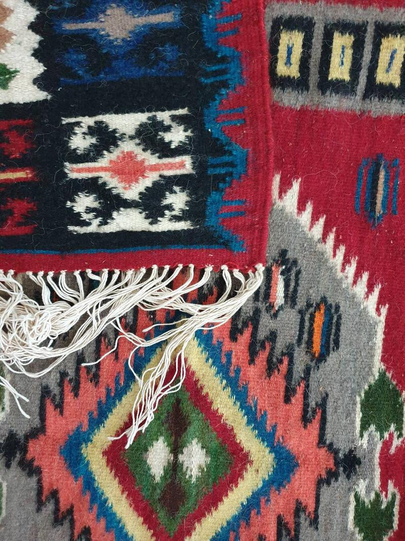 Vintage Red Floral Oltenian Wool Kilim Rug, 283x173 cm, view 5