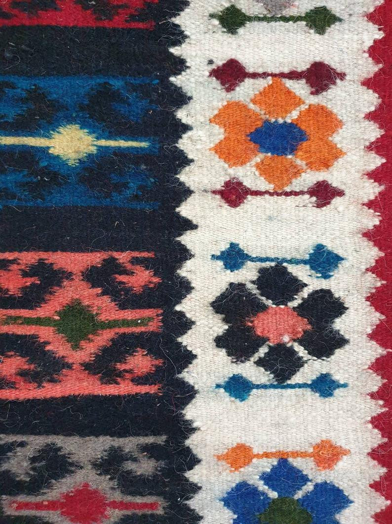 Vintage Red Floral Oltenian Wool Kilim Rug, 283x173 cm, view 7
