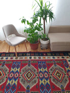 Vintage Red Floral Oltenian Wool Kilim Rug, 283x173 cm, view 9