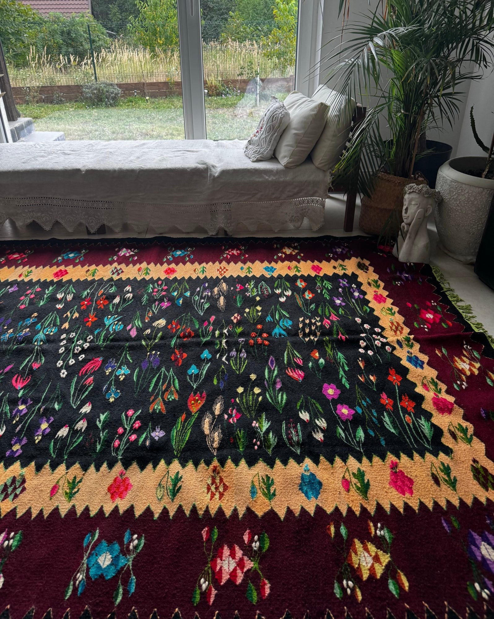 Vintage Floral Oltenian Wool Kilim Rug, 283x183 cm, view 4