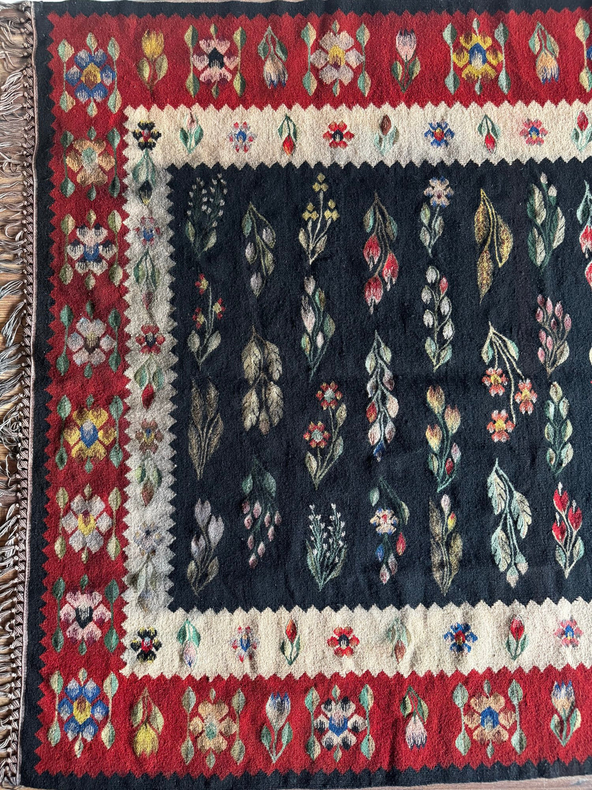 Vintage Geometric Oltenian Wool Kilim Rug, 195x143 cm, view 11