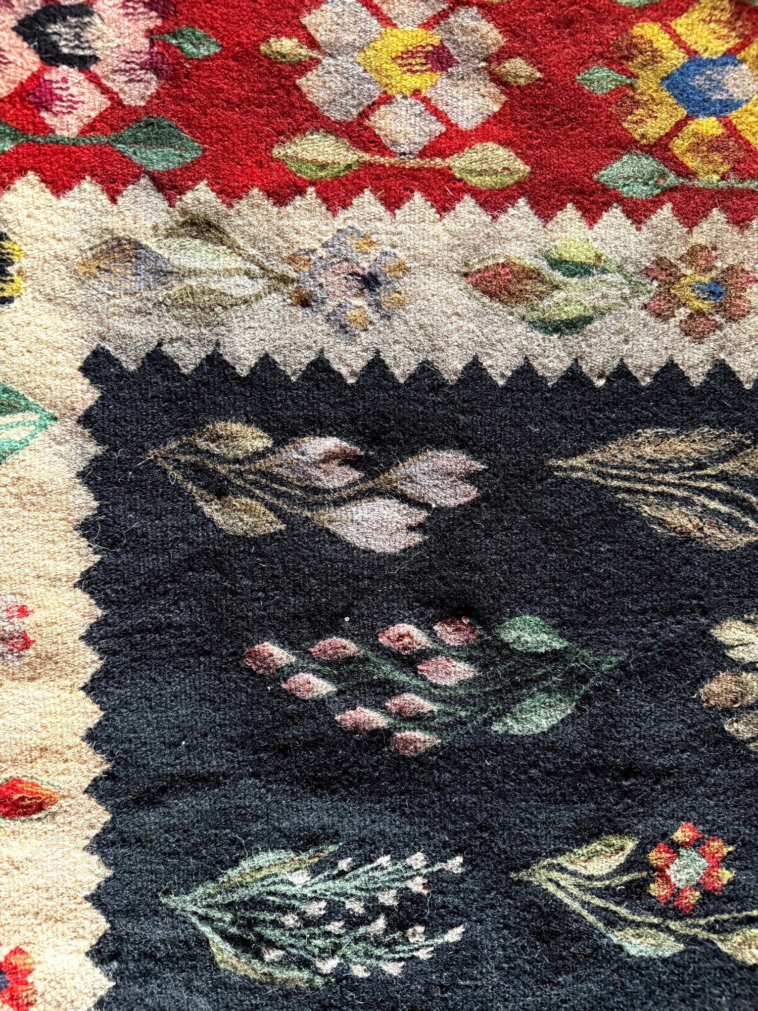 Vintage Geometric Oltenian Wool Kilim Rug, 195x143 cm, view 12