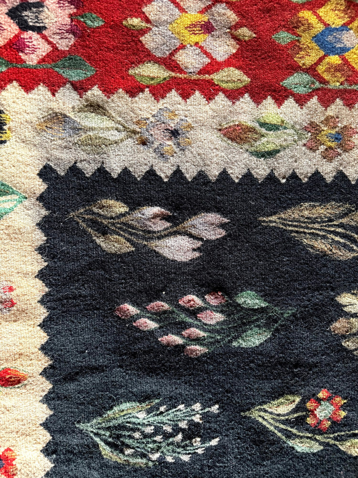 Vintage Geometric Oltenian Wool Kilim Rug, 195x143 cm, view 12