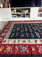 Vintage Geometric Oltenian Wool Kilim Rug, 195x143 cm, view 13