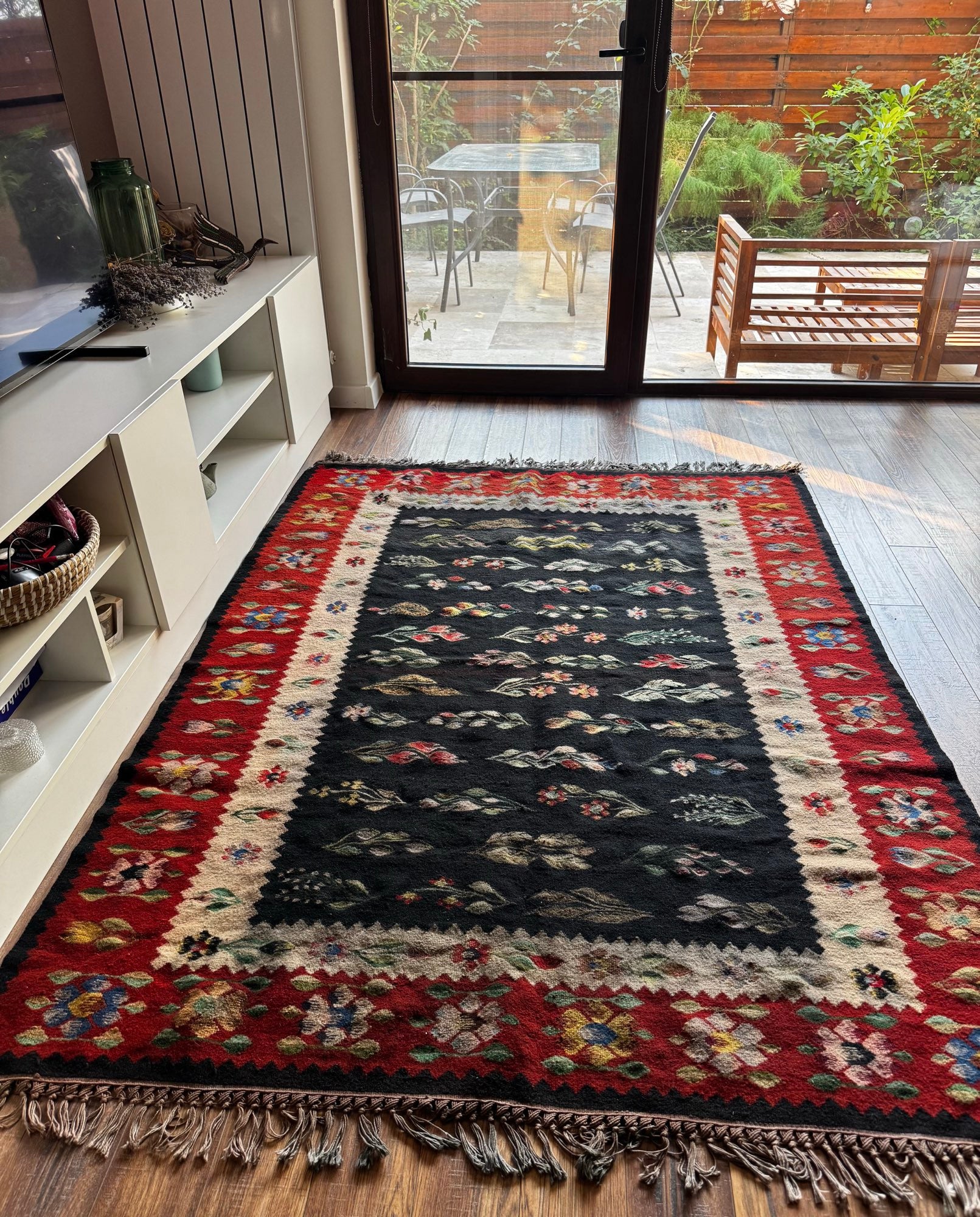 Vintage Geometric Oltenian Wool Kilim Rug, 195x143 cm, view 15