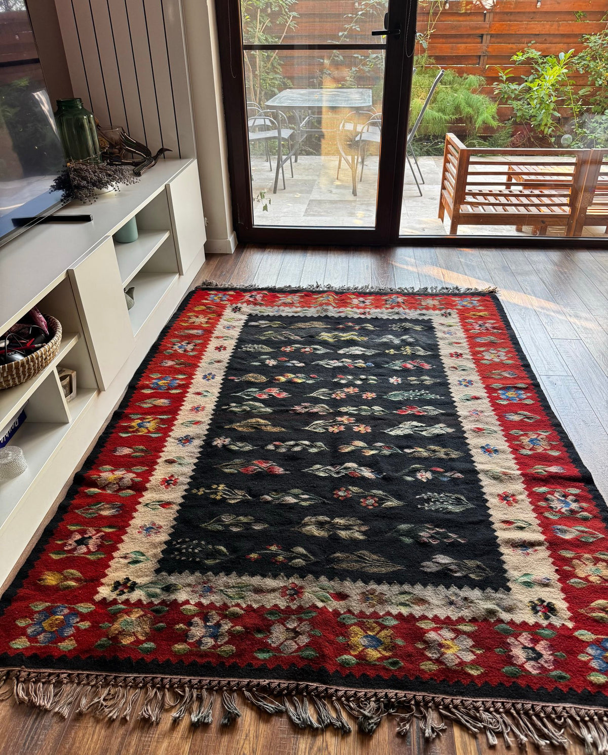 Vintage Geometric Oltenian Wool Kilim Rug, 195x143 cm, view 15