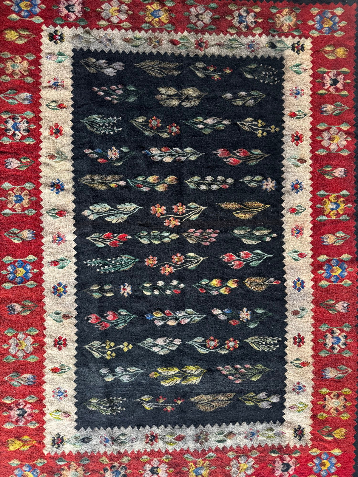 Vintage Geometric Oltenian Wool Kilim Rug, 195x143 cm, view 8