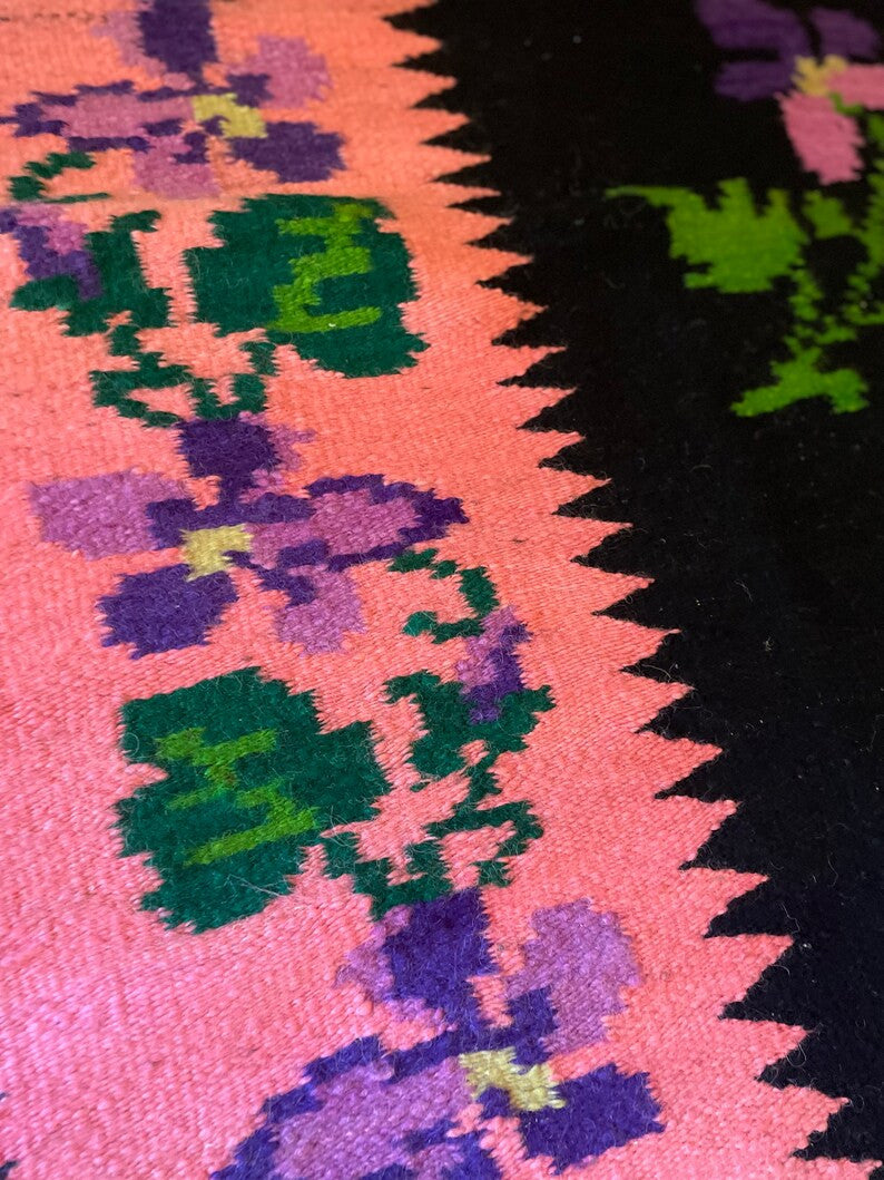 Vintage Purple Floral Oltenian Wool Rug, 214x160 cm, view 7