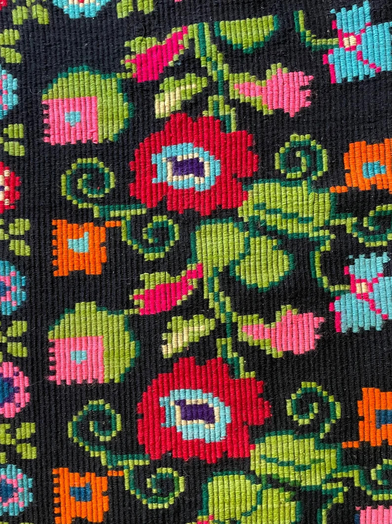 Vintage Black Floral Oltenian Wool Rug, 215x146 cm, view 7