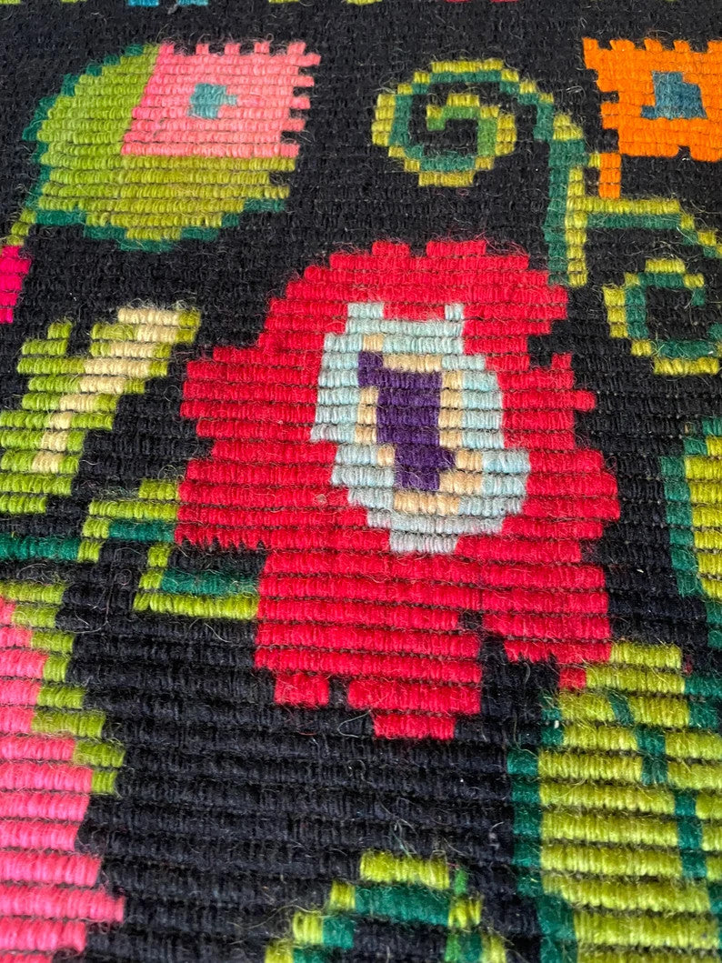 Vintage Black Floral Oltenian Wool Rug, 215x146 cm, view 8