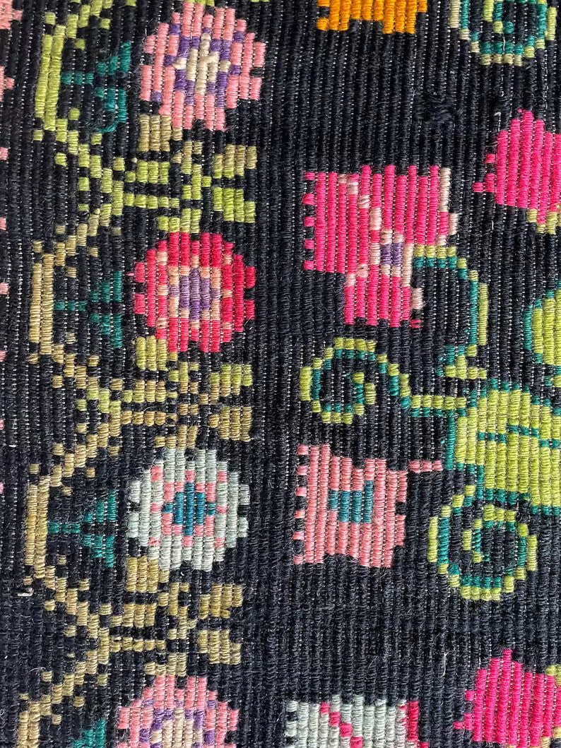 Vintage Black Floral Oltenian Wool Rug, 220x141 cm, view 10