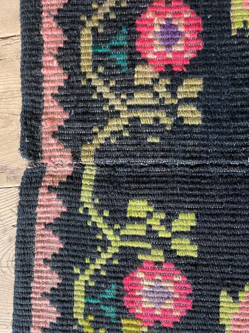 Vintage Black Floral Oltenian Wool Rug, 220x141 cm, view 8