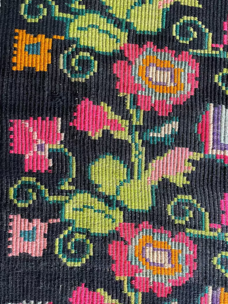 Vintage Black Floral Oltenian Wool Rug, 220x141 cm, view 9