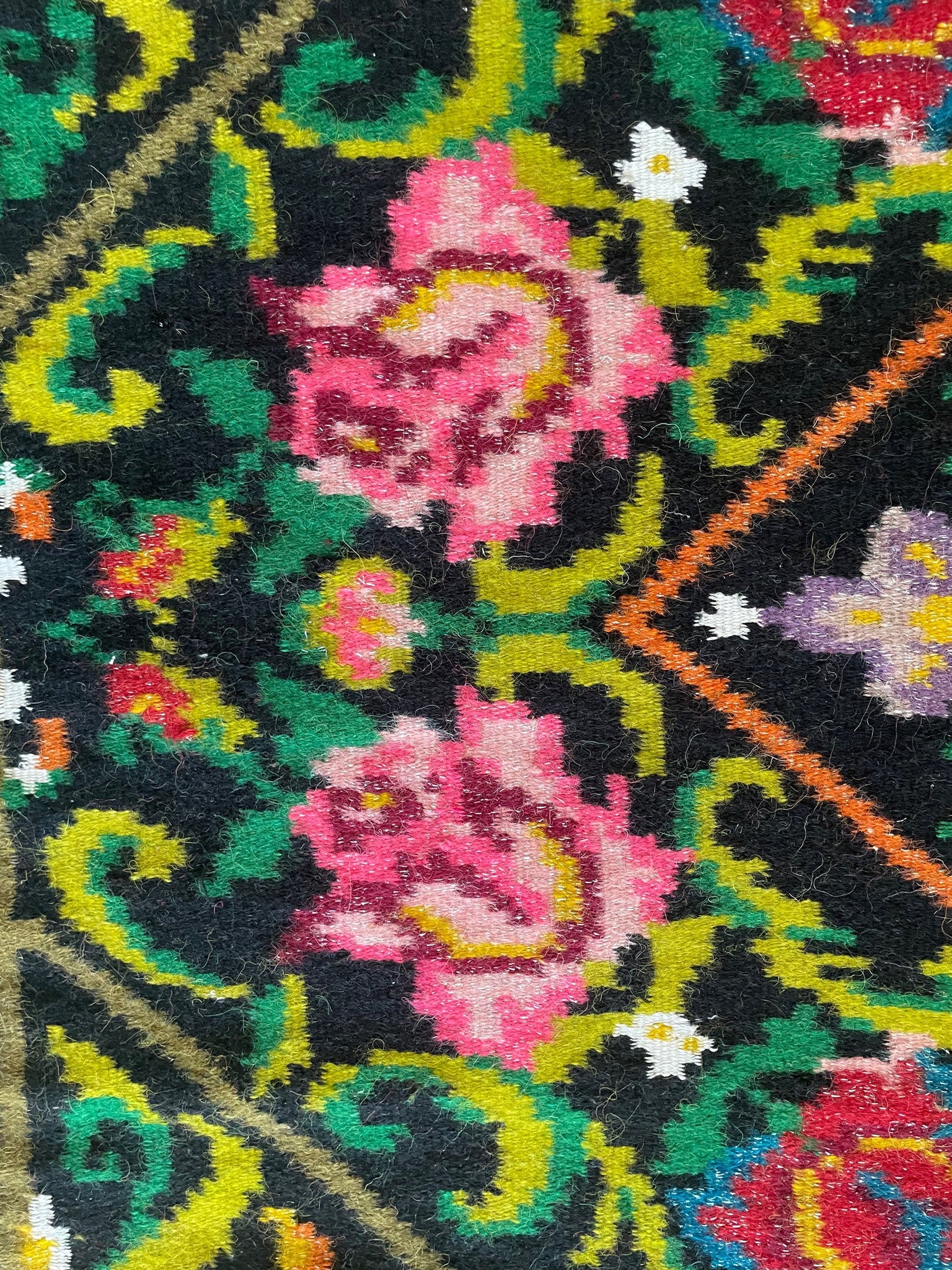 Vintage Green Floral Oltenian Wool Rug, 242x166 cm, view 11