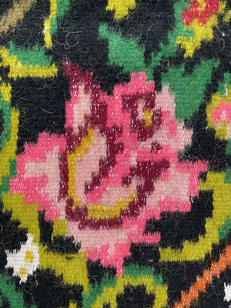 Vintage Green Floral Oltenian Wool Rug, 242x166 cm, view 5