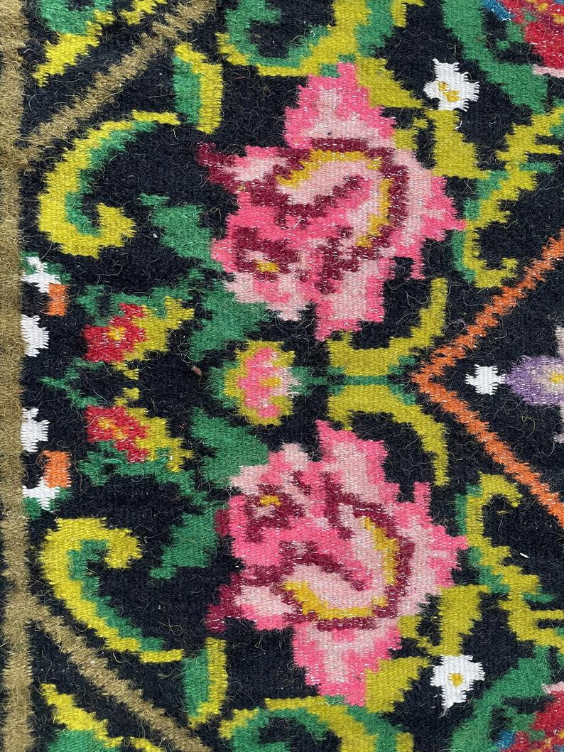Vintage Green Floral Oltenian Wool Rug, 242x166 cm, view 6