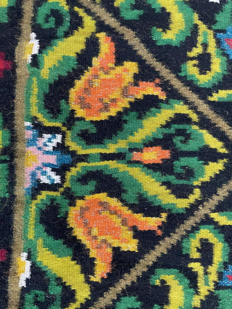 Vintage Green Floral Oltenian Wool Rug, 242x166 cm, view 8