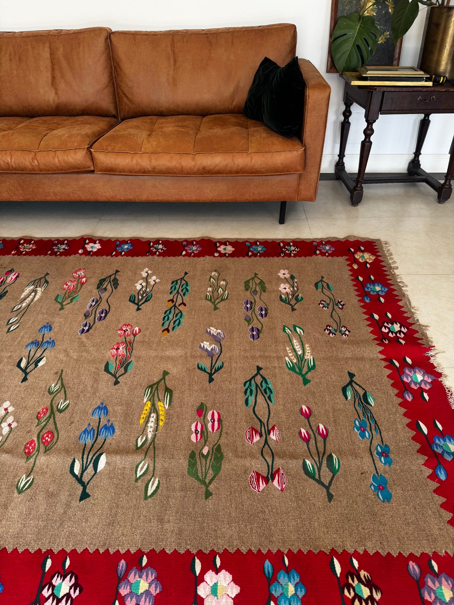 Vintage Greige Floral Oltenian Wool Rug, 265x175 cm, view 7