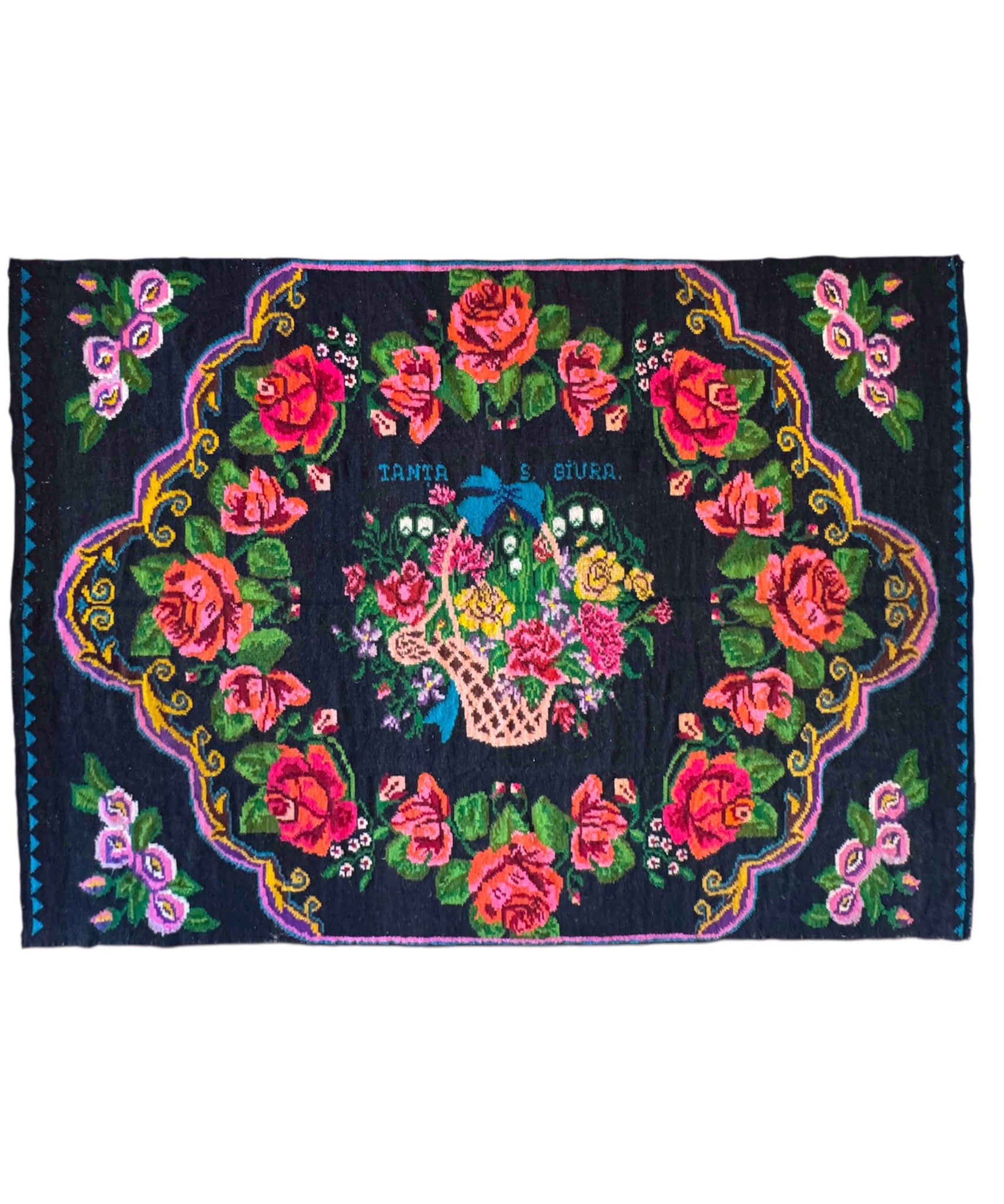 Vintage Floral Oltenian Wool Rug, 266x185 cm